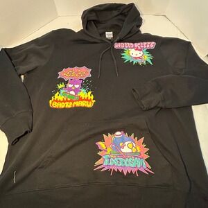 Hello‎ Kitty And Friends Mens Black Graphic Hoodie Size Large NWOT